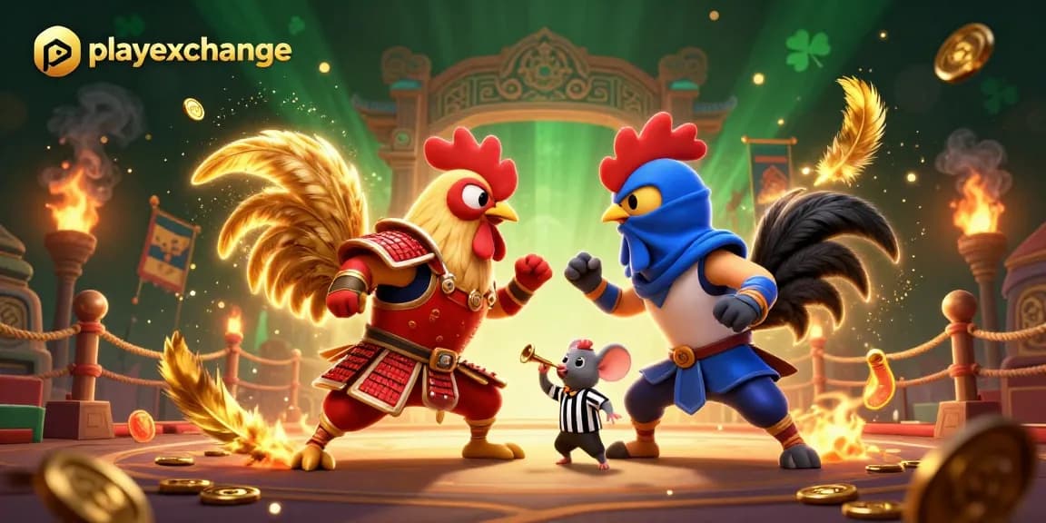 Engage with playexchange as roosters clash in a vibrant gambling arena, showcasing high-stakes excitement.