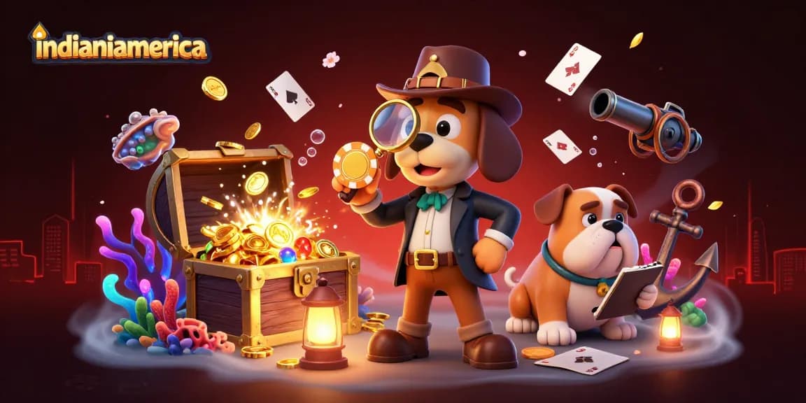 Engage with indianiamerica's thrilling casino adventures featuring animated detectives and poker chips.