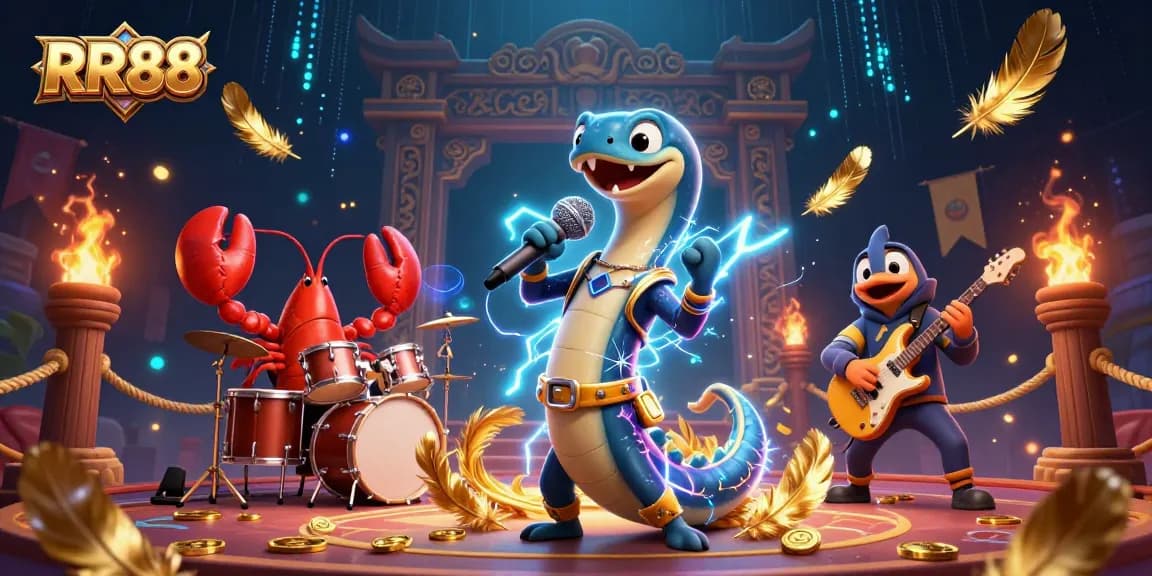 Experience the excitement at RR88 with an electric eel DJ and friends in a vibrant underwater casino.