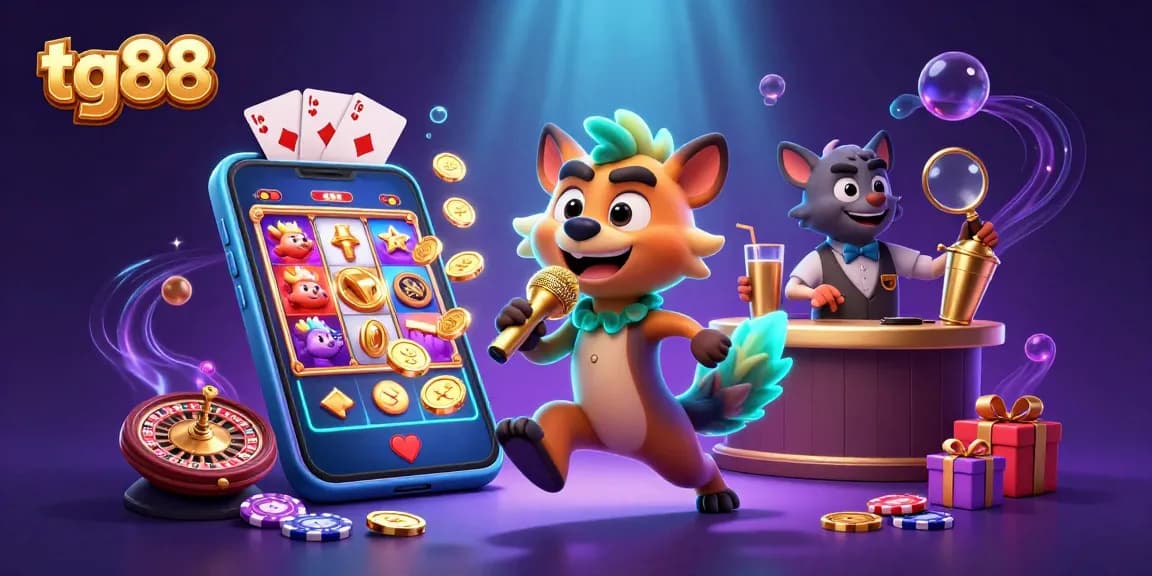 Engage with tg88's comedy casino experience featuring hyena characters in vibrant action.