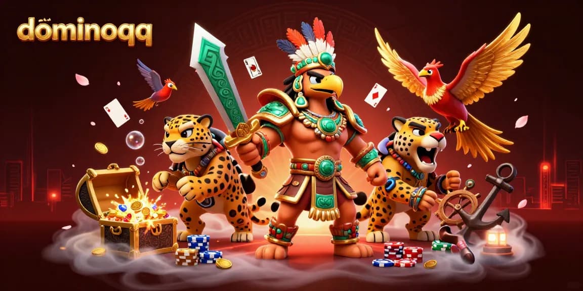 Play poker with the best on dominoqq's vibrant 3D casino illustrated scene filled with action and rewards.