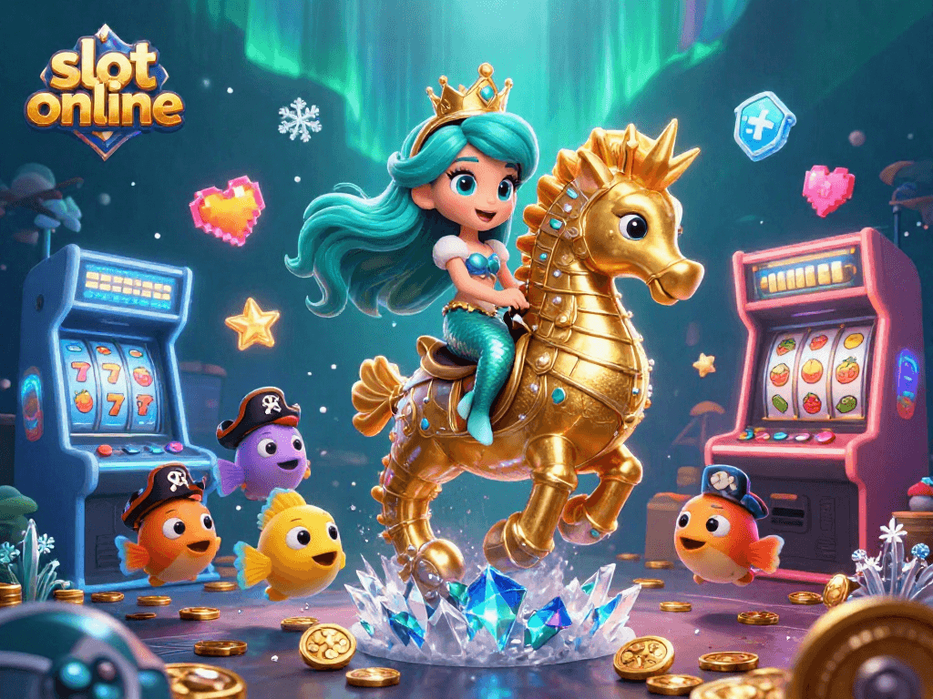 Menggoda keberuntungan dengan slot online, putri duyung dan kuda laut emas di dunia permainan kasino.