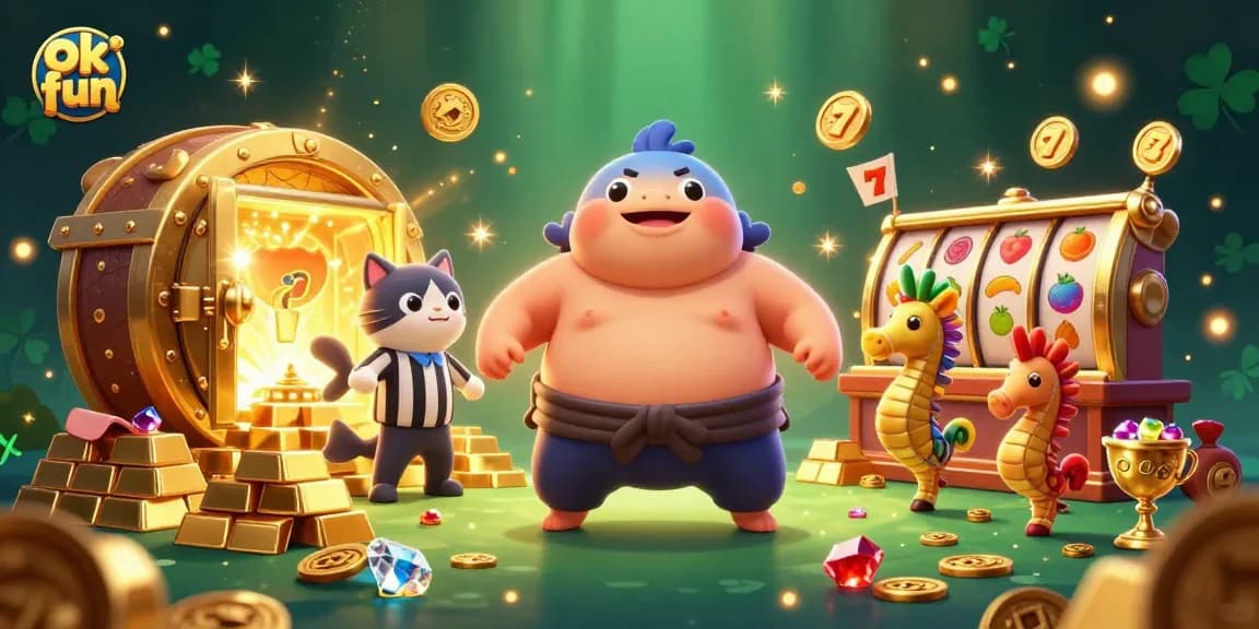 Experience excitement at ok fun casino with a vibrant underwater scene of gaming characters.