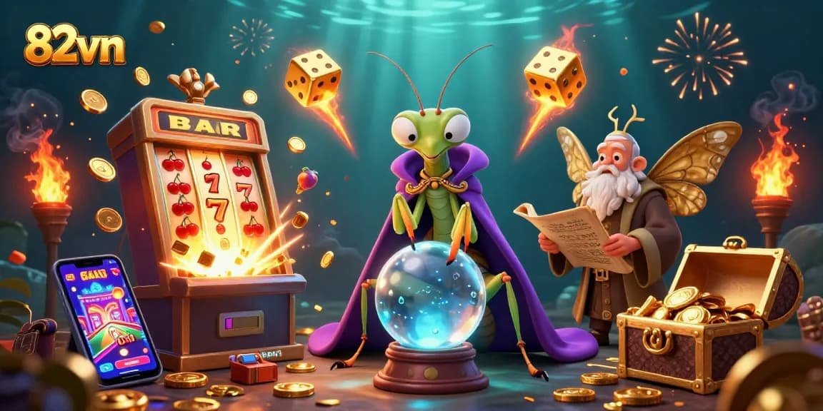 Experience thrilling gaming with 82vn, featuring vibrant characters and dynamic casino elements.