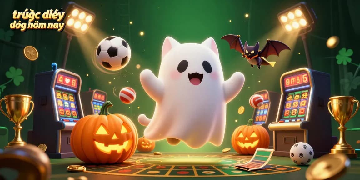 Experience the thrills of trực tiếp bóng đá hôm nay with a ghost cat and bat at a haunted casino.