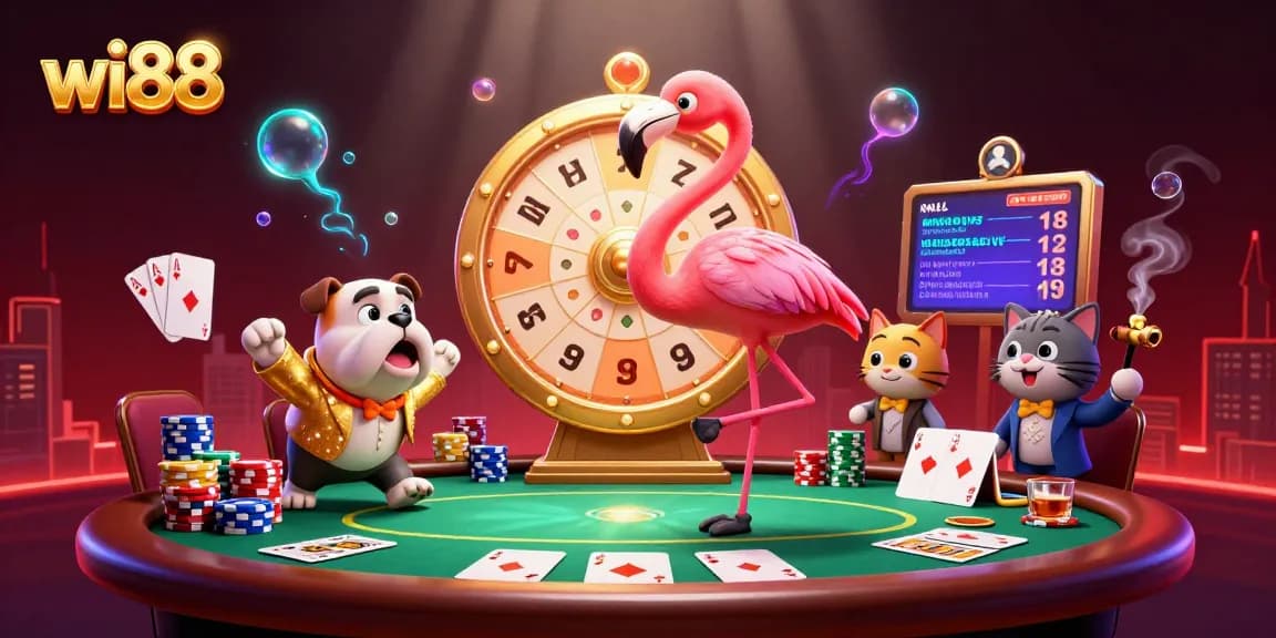 Experience the thrilling atmosphere of gambling at wi88 with vibrant 3D cartoon characters in action.