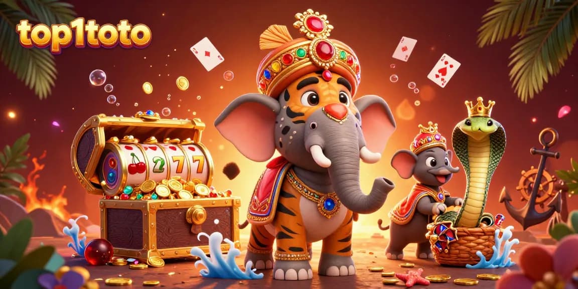 Engage with top1toto’s vibrant gaming scene featuring dynamic slot reels and fantastical characters.