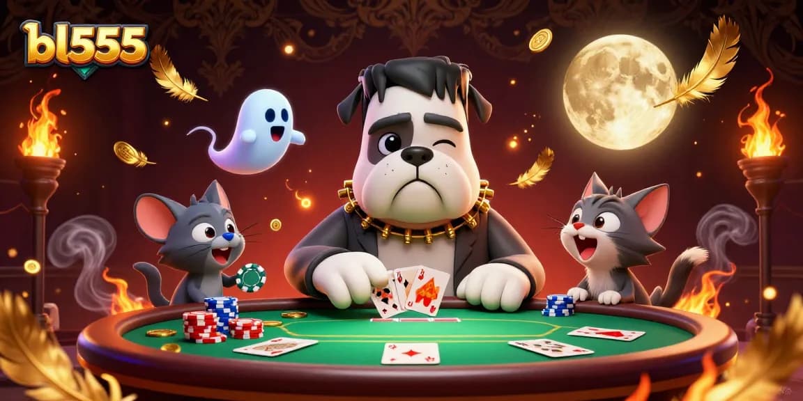 Experience the thrills at bl555 with vibrant poker action featuring unique characters and golden elements.