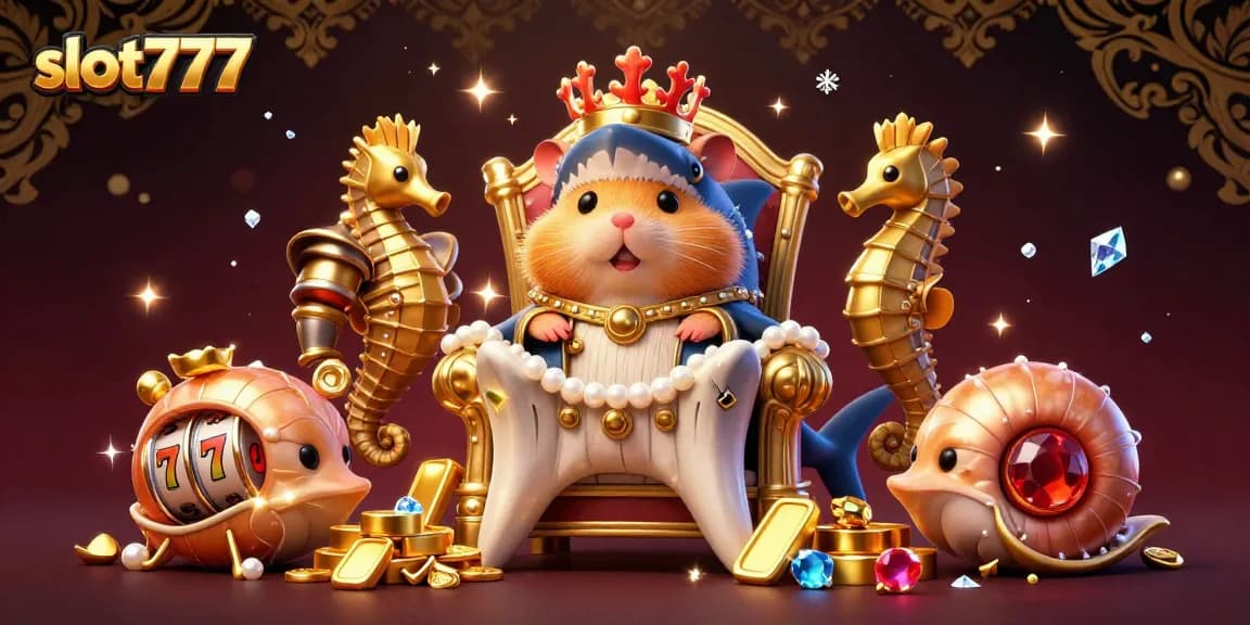 Experience thrilling slot777 games with golden hamster king and vibrant casino elements.