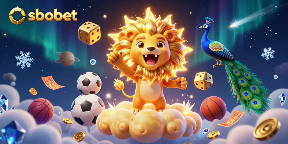 Bet on sbobet with a dazzling sports betting scene featuring vibrant characters and gambling elements.