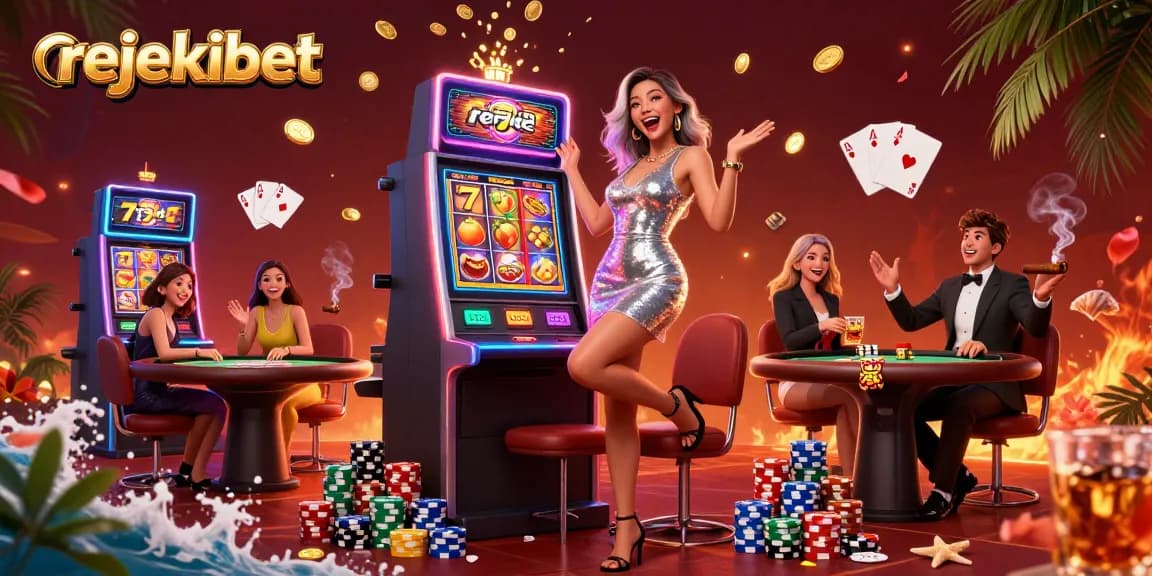 Experience rejekibet excitement while celebrating a big win at a vibrant casino scene.