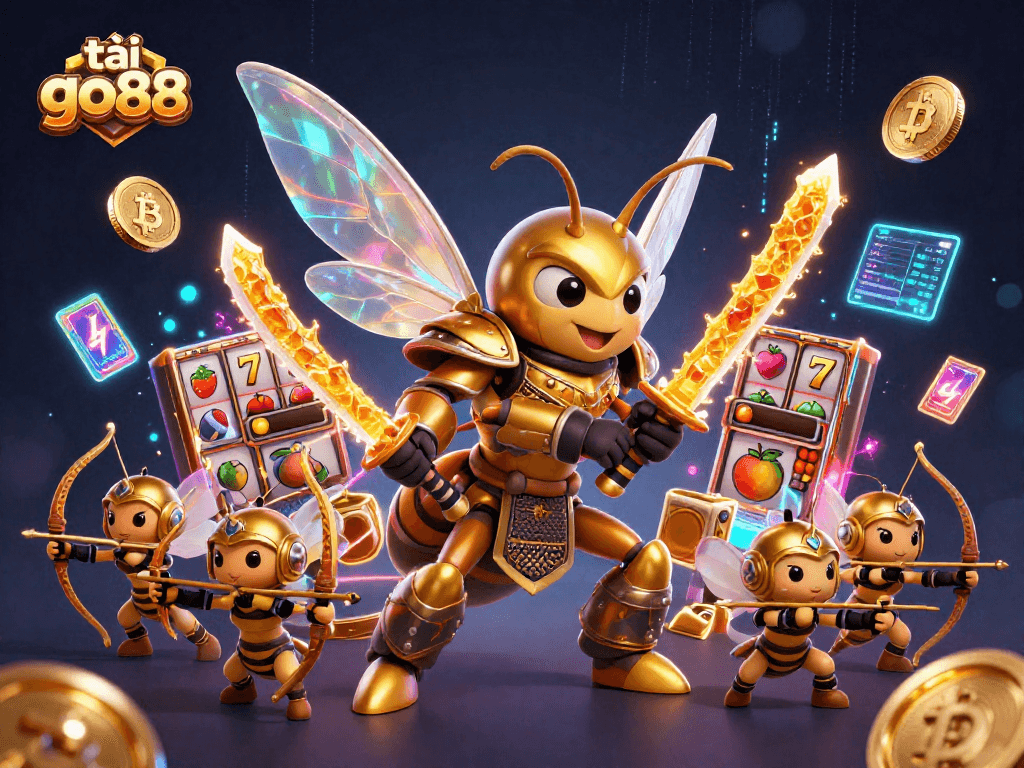Experience excitement with tải go88 in this dynamic 3D casino scene rich with neon elements and jackpots.