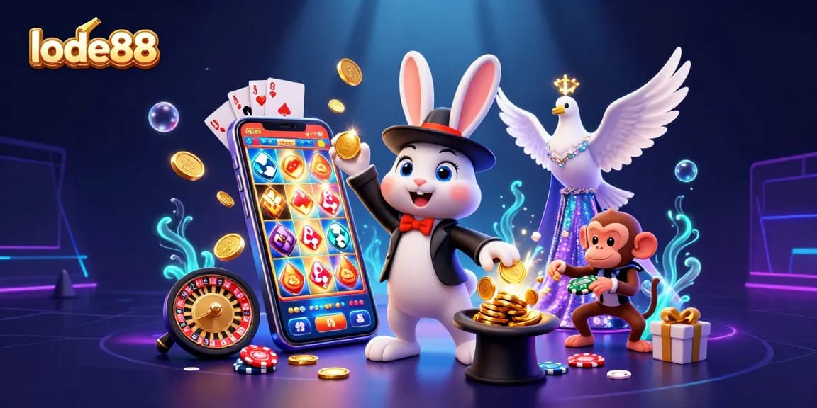 Experience the thrill of lode88 with colorful casino characters and vibrant gameplay scenes.