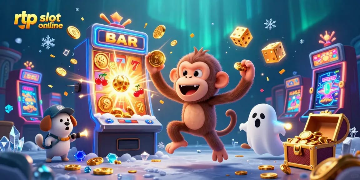 Mengungkap keceriaan rtp slot online dengan slot berwarna-warni dan harta karun penuh koin dalam suasana kasino