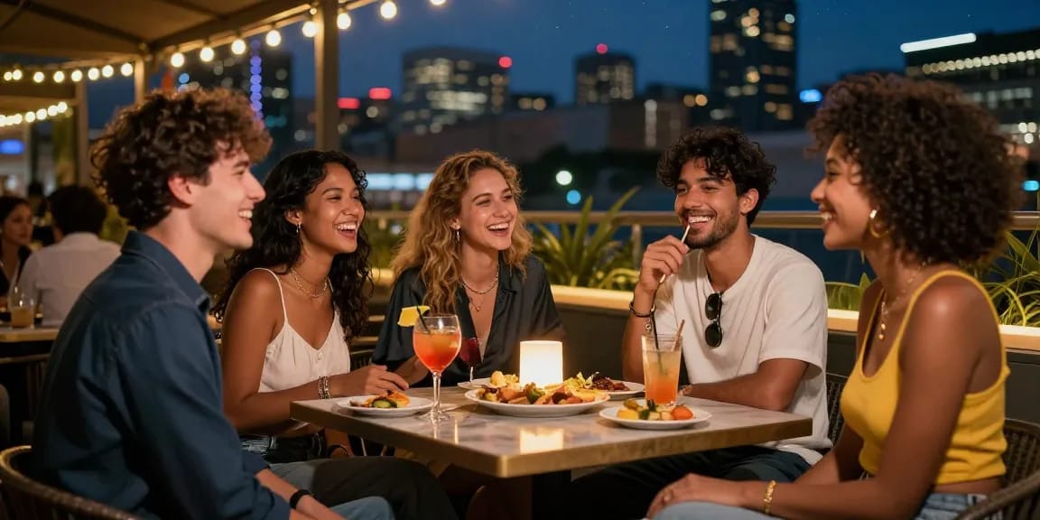 Gái gọi trong bữa tiệc tối vui vẻ, thể hiện phong cách và sự ấm cúng.