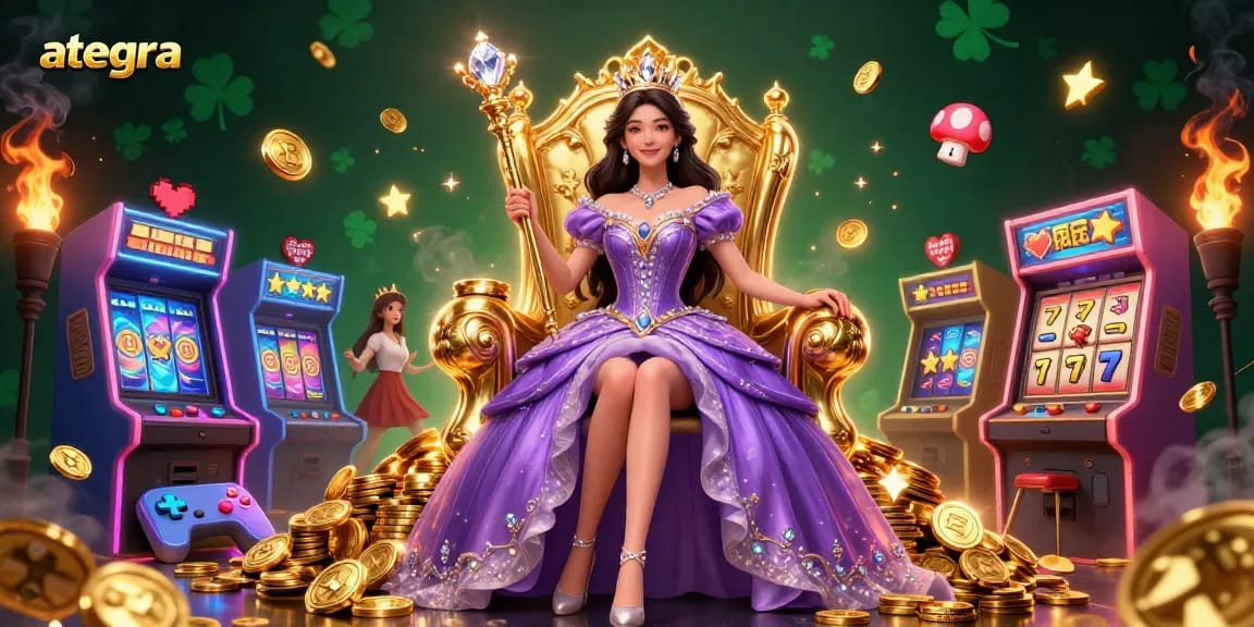 Spin for fortune with ategra-themed slot reels and vibrant casino characters!