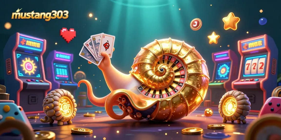Join the excitement at mustang303 with a dazzling 3D casino scene featuring games and vibrant colors.