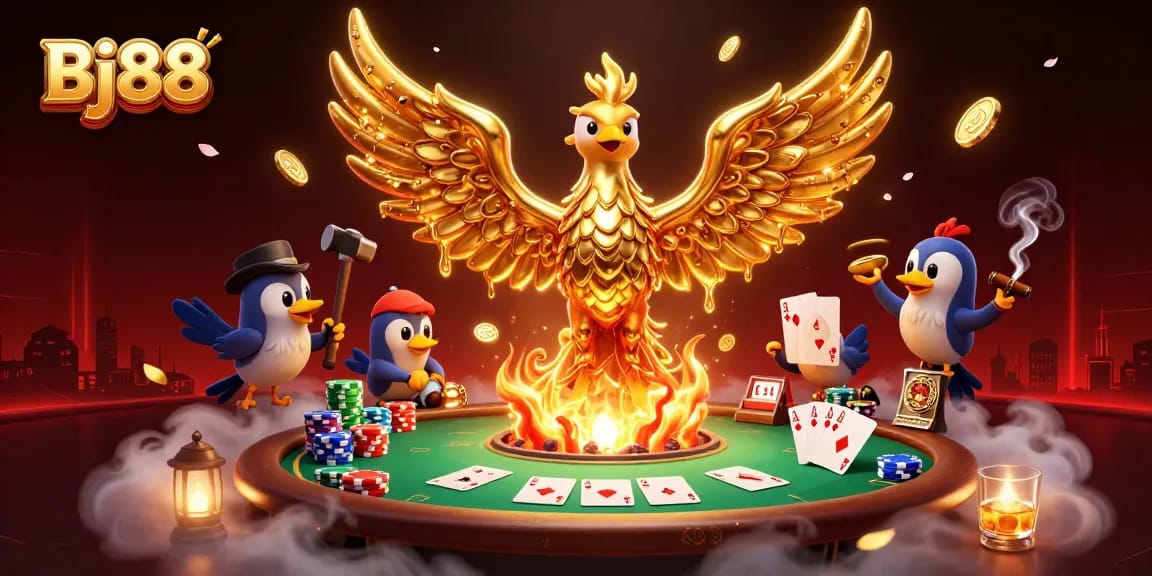 Experience thrilling wins at Bj88, where the golden phoenix symbolizes prosperity in online gambling.