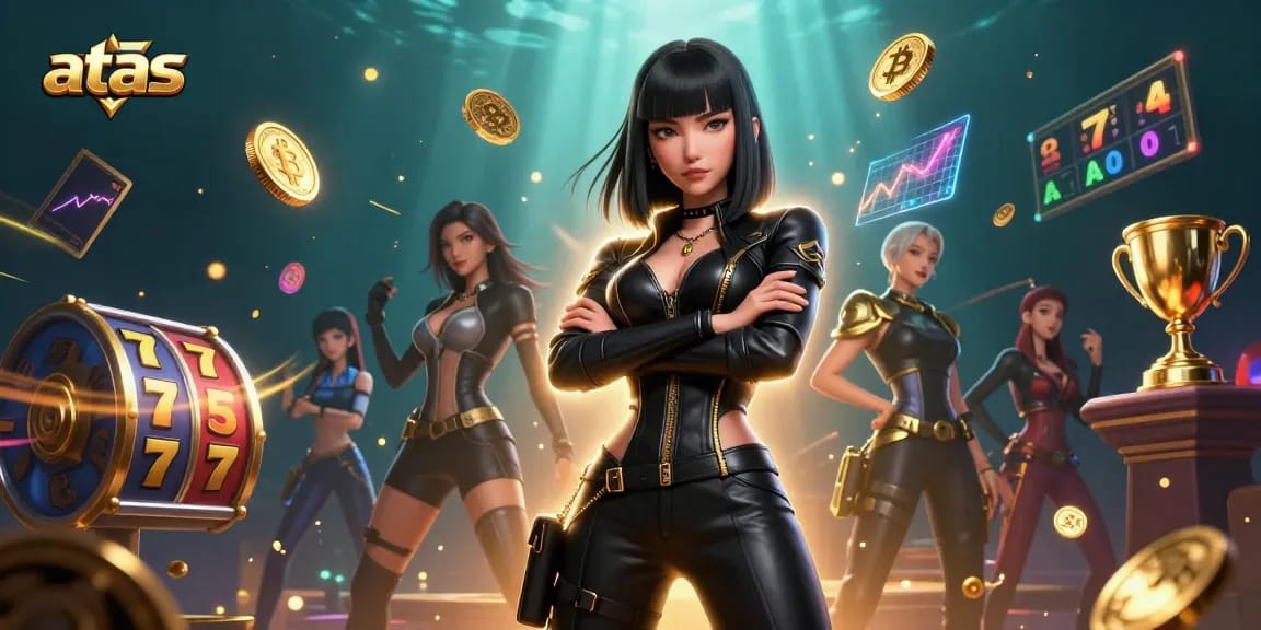 Play slots at ATAS Casino with an immersive, futuristic gaming scene showcasing stunning graphics and dynamic elements.