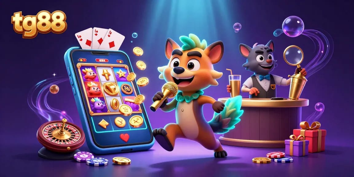Engage with tg88's comedy casino experience featuring hyena characters in vibrant action.