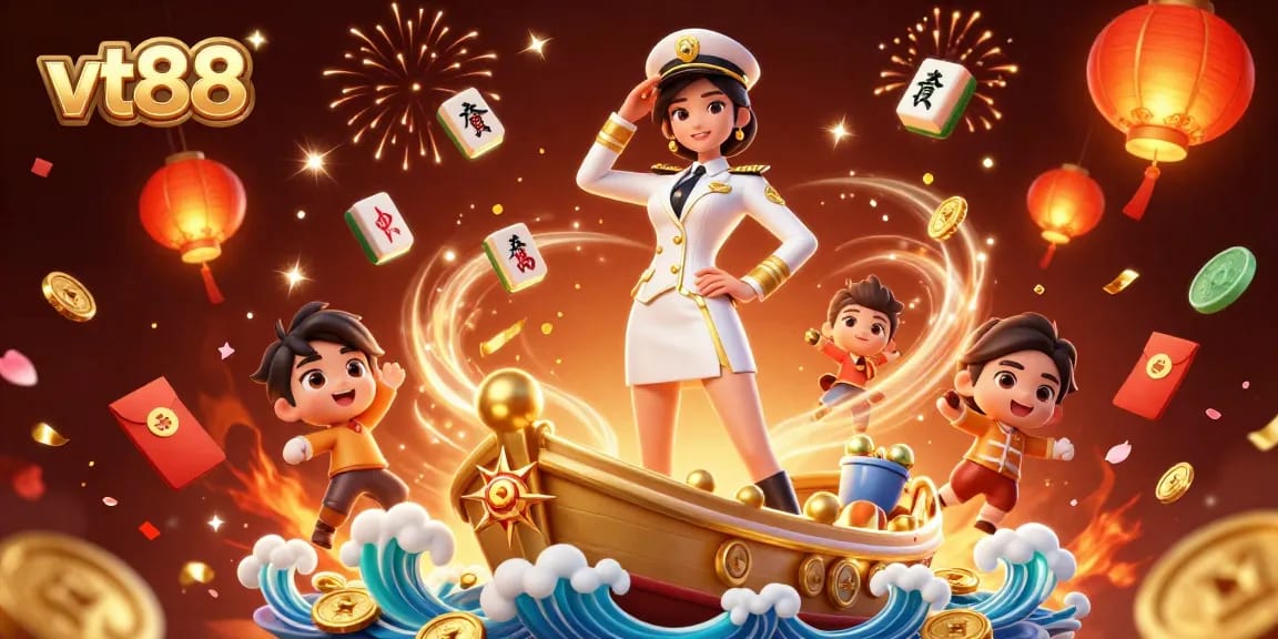 Experience the excitement of VT88 with a dynamic illustration of casino-themed festivities.