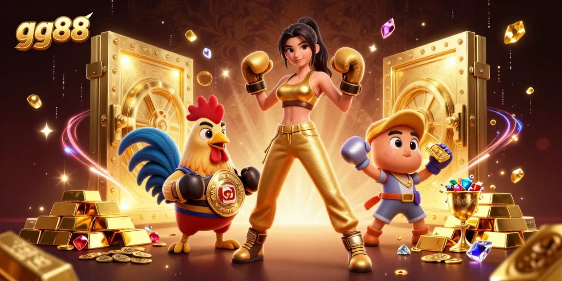 Experience the dynamic energy of gg88 with stunning visuals of casino treasures and action-packed characters.