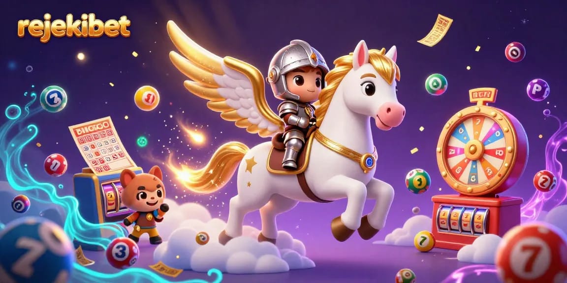Spin to win with rejekibet's vibrant casino scene featuring a galloping celestial horse and dynamic game elements.