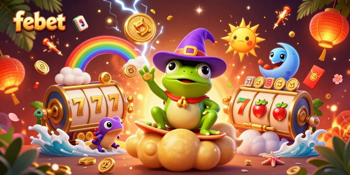 Engage with the febet immersive casino experience as a wizard frog conjures riches in vibrant illustration.
