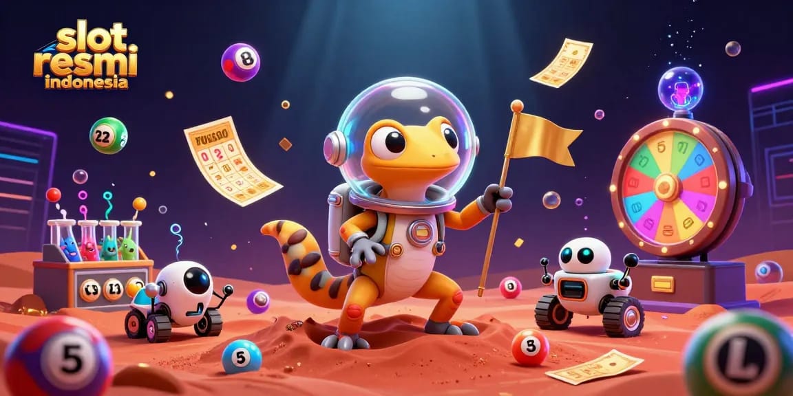Gali kesenangan bermain slot resmi indonesia dengan ilustrasi kasino 3D yang berwarna-warni.