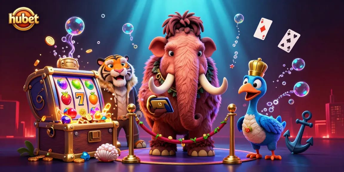 Engage with hubet's vibrant casino atmosphere featuring a whimsy bouncer and dynamic game elements.
