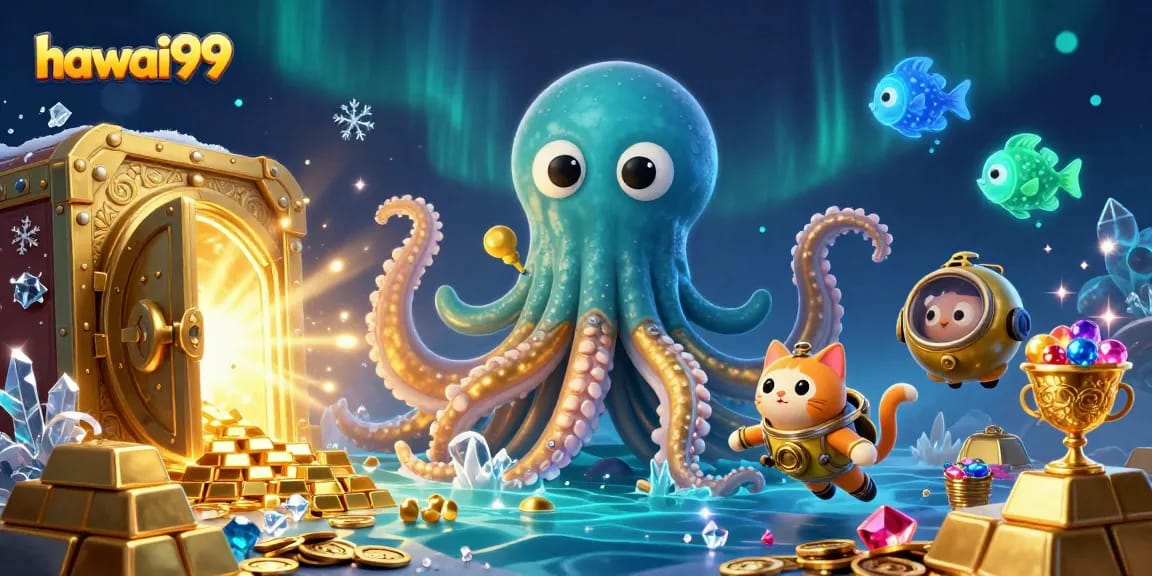 Play to win on hawai99 with immersive casino-themed treasures in a vibrant, animated scene.