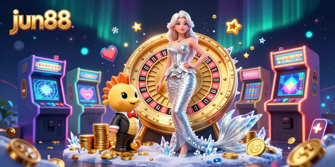 Engage in thrilling gameplay at jun88, featuring a glamorous roulette scene with vibrant casino elements.