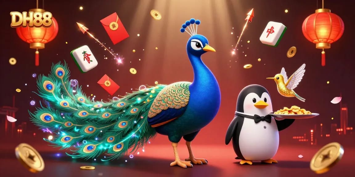 Experience thrilling wins at DH88 with gem-feathered peacock and coins swirling around.