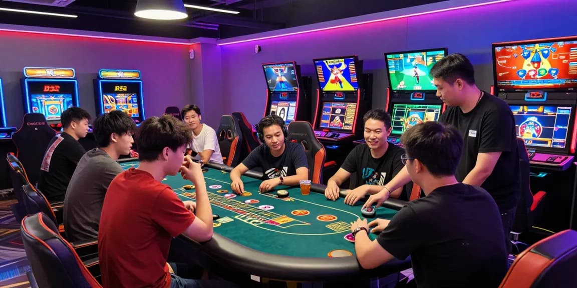 Players enjoying the exciting B52 gaming experience at a vibrant casino.