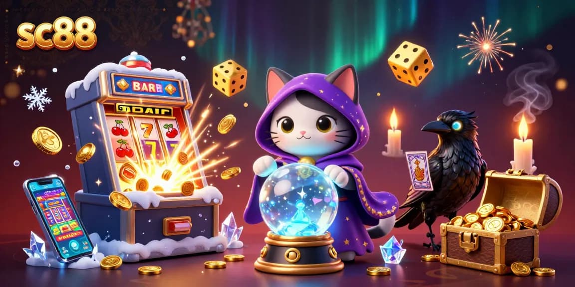 Join sc88's thrilling adventure as the fortune teller cat and raven reveal winning strategies amid a jackpot explosion.