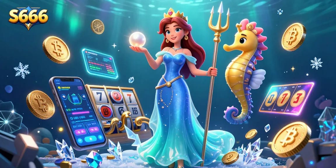 S666 captures the excitement of underwater casino games with vibrant colors and engaging characters, showcasing thrilling opportunities.