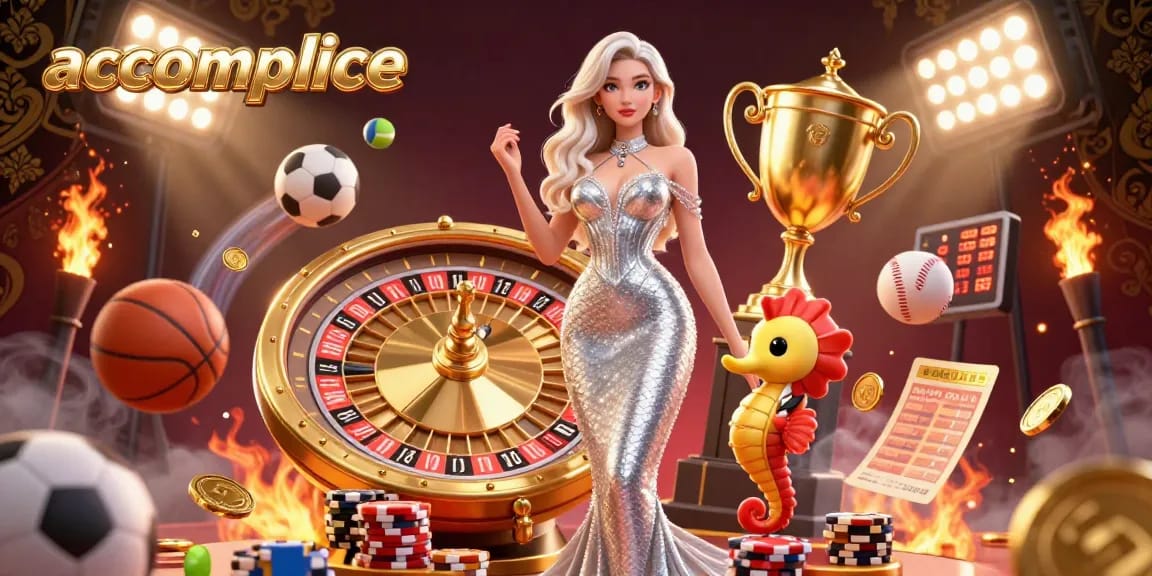 Experience the thrilling accomplice action with a dazzling roulette wheel and vibrant gaming elements.