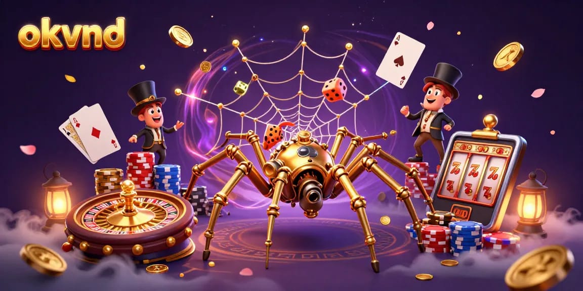 Experience the thrill of okvnd in a captivating 3D casino scene with steampunk elements and vibrant gaming action.