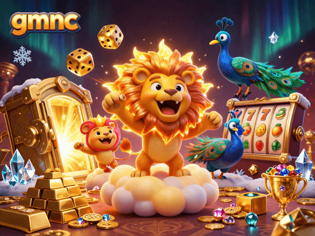Experience vivid casino action with gmnc featuring a roaring sun lion and slots!