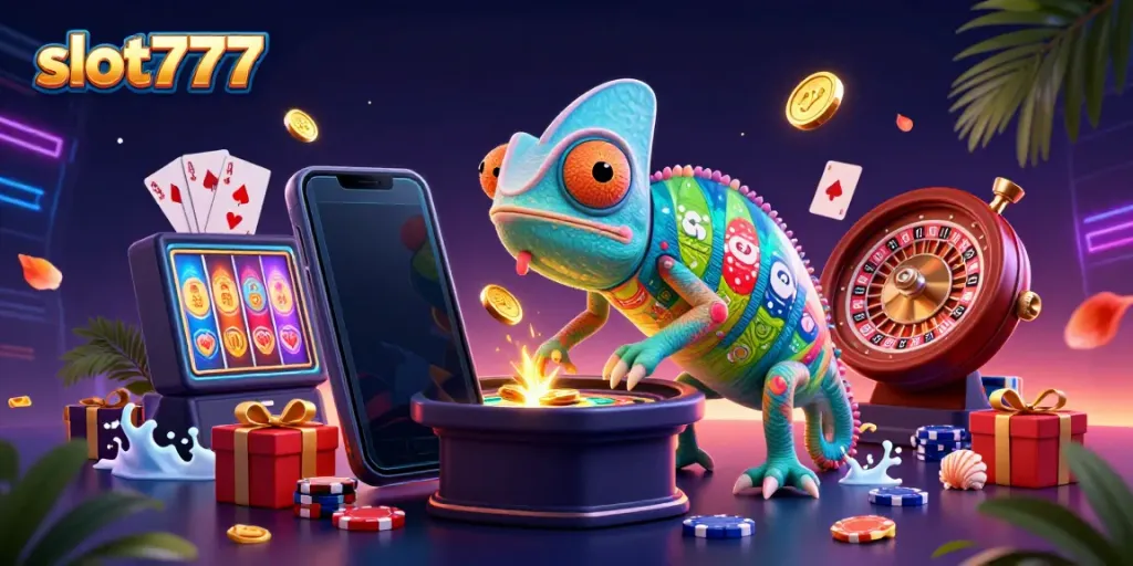 Experience exciting gameplay with slot777 in this vibrant casino scene filled with golden coins.
