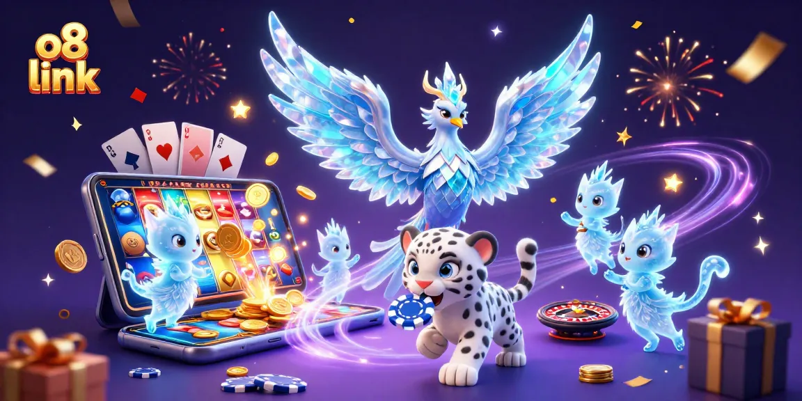 Experience thrilling moments with o8 link as the ice phoenix, a snow leopard cub, and glowing sprites celebrate casino games.