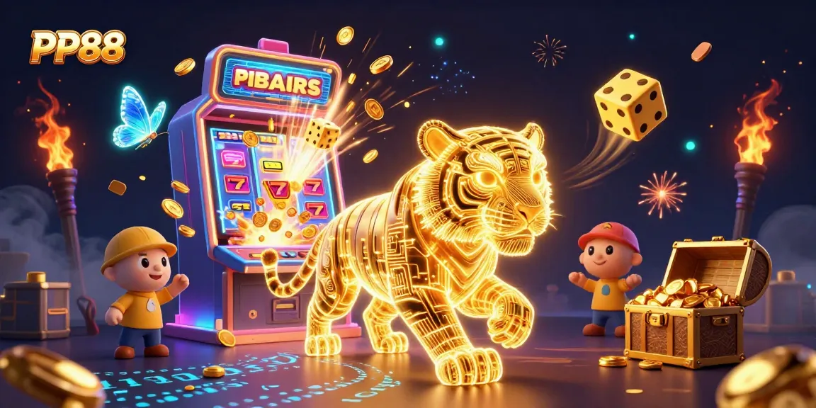 Engage with PP88's exciting jackpot scene featuring a golden tiger in a vibrant casino.