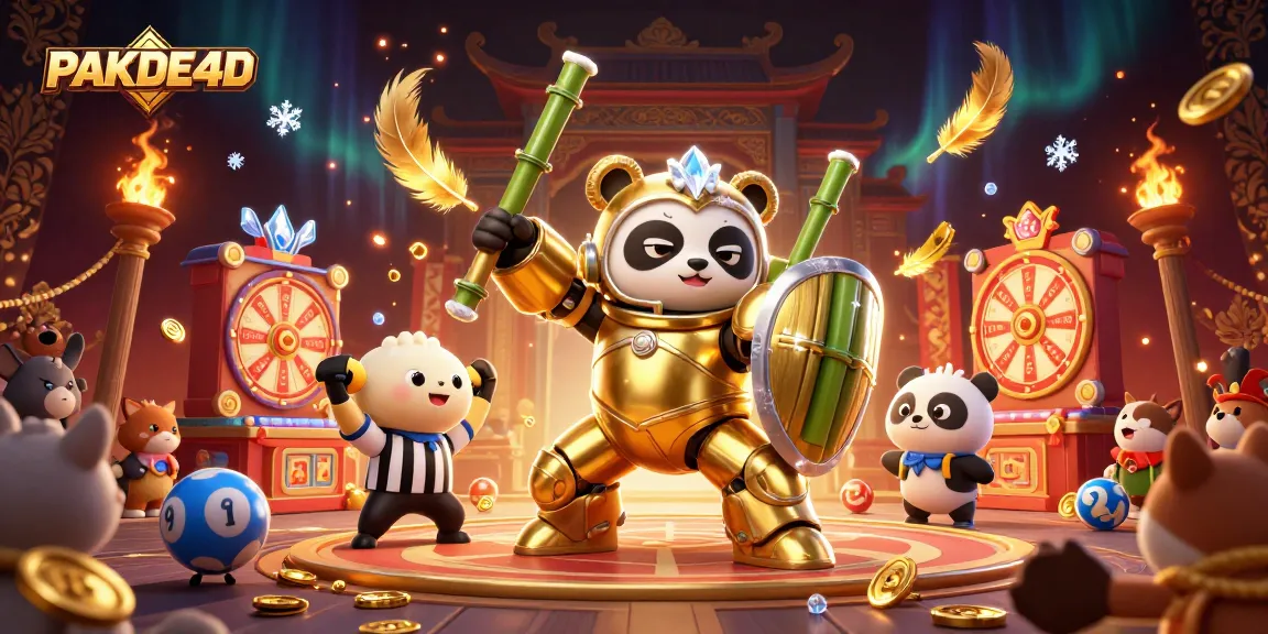 PAKDE4D menampilkan suasana bermain togel dengan karakter lucu dan elemen bertema lotere yang penuh gaya