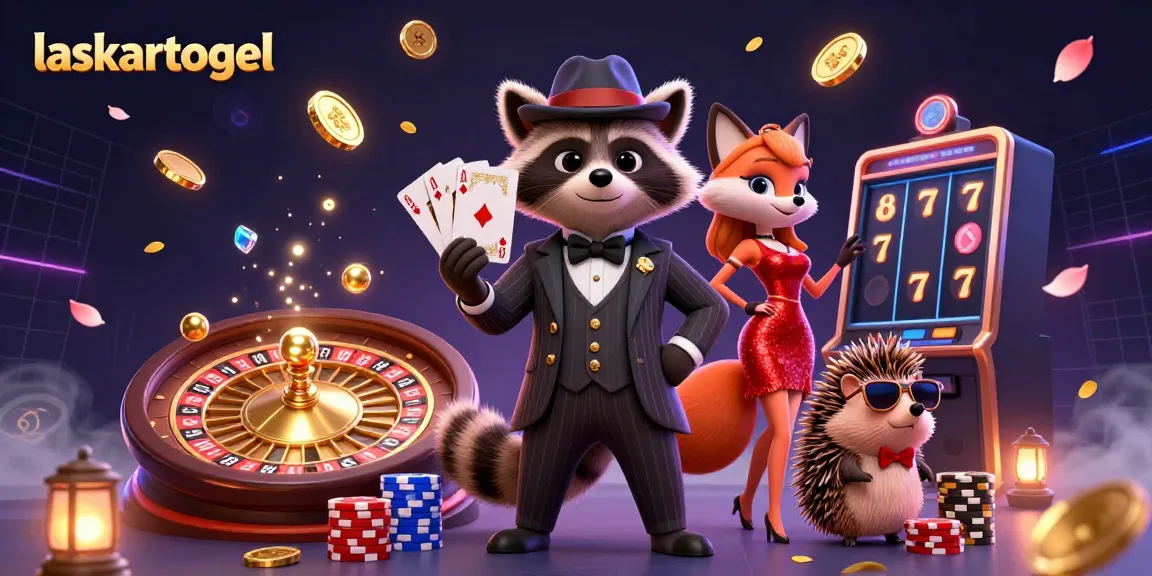 Experience excitement with laskartogel, showcasing a lively casino scene with cartoon characters and dynamic gaming elements.