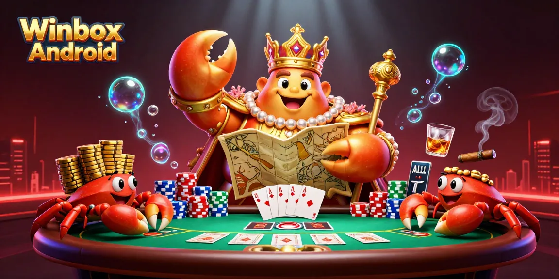 Winbox Android offers an immersive gambling experience with vibrant casino elements and characters.