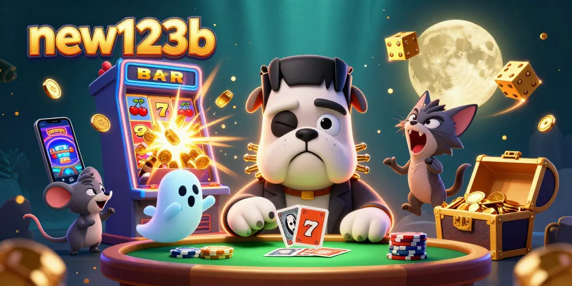 Engage with new123b at a thrilling casino scene featuring lively characters and jackpot action.
