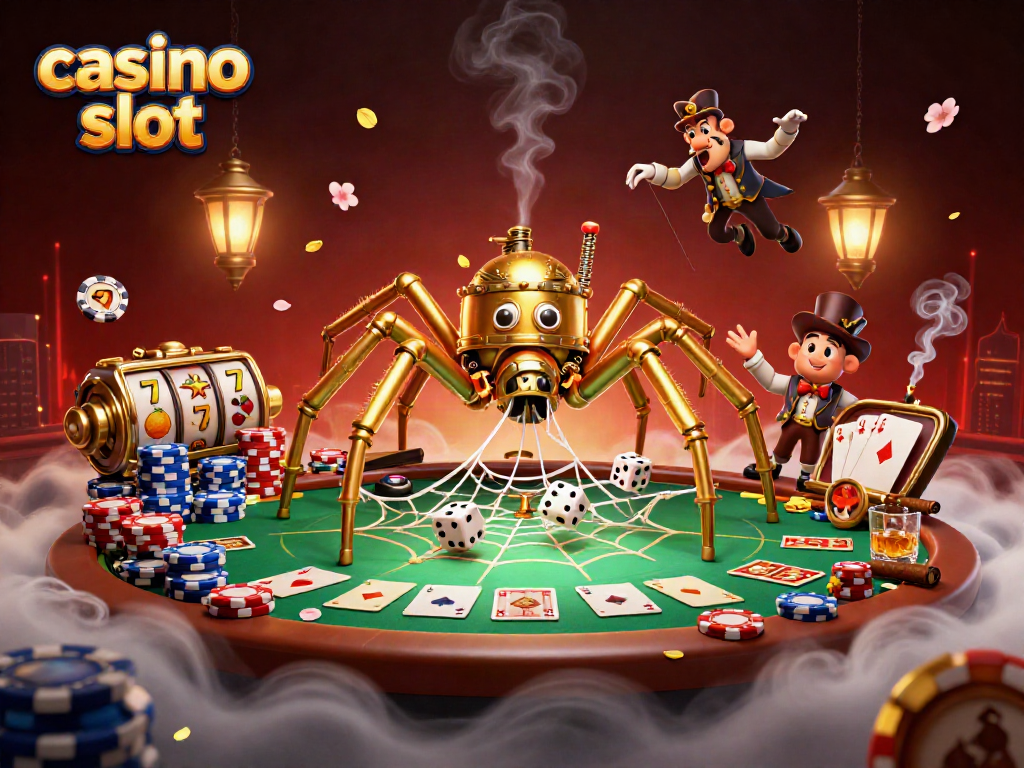 Experience thrilling casino slot action with a steampunk twist in this vibrant illustration.