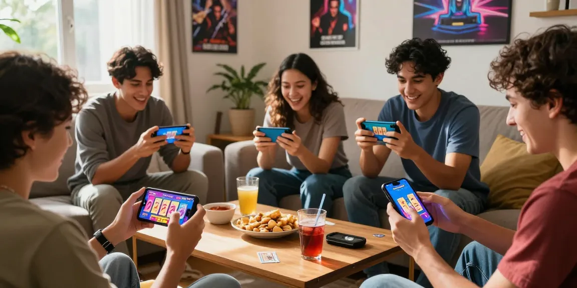 Engaging gaming environment with players enjoying 3Patti Blue on smartphones, capturing the essence of fun and excitement.