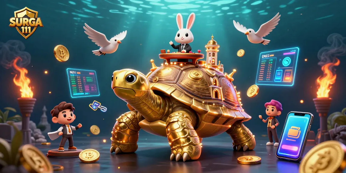 Experience winning strategies at SURGA 111 with a vibrant casino scene showcasing golden elements.