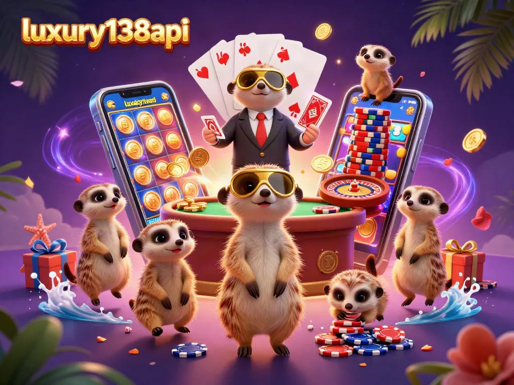 Experience the vibrant energy of luxury138api with meerkats running a dynamic casino operation.